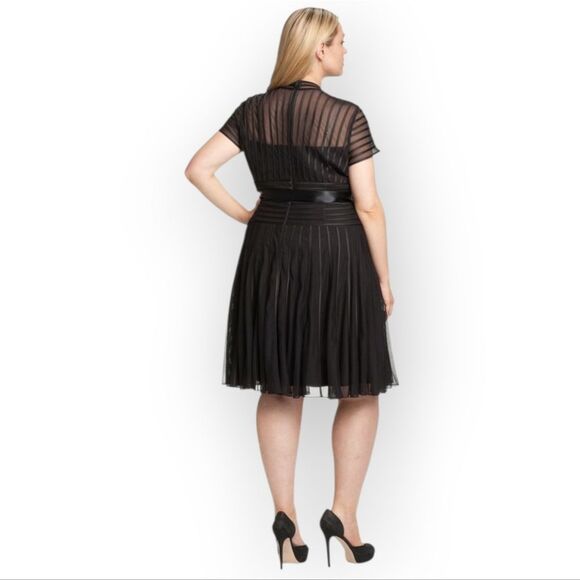 JS Collections Sweetheart Neck Ilussion Mesh and Satin Dress Size 10 Black - Picture 5 of 13